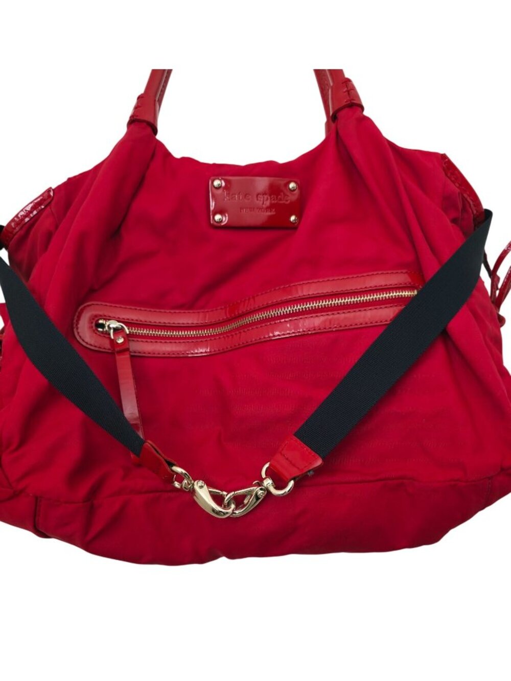 Kate Spade NYC STEVIE Red Nylon Tote Diaper Bag w/ Patent Leather Trim - Picture 7 of 12